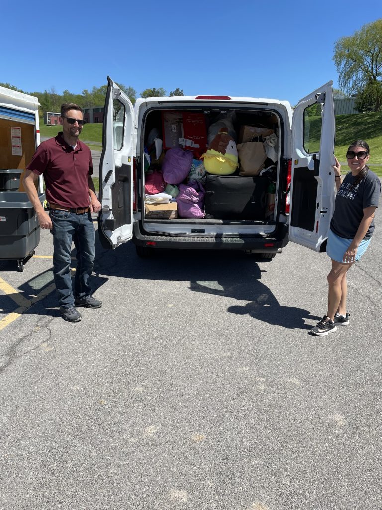 Rescue Mission van is filled to the brim with donations from students.